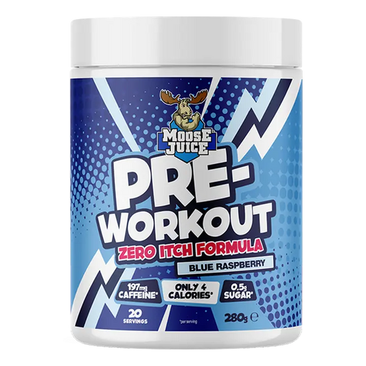 Muscle Moose Pre-Workout  Zero Itch Formula 280g - Blue Raspberry